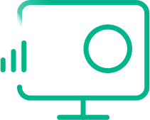 Icon Verwaltungsportal Bildschirm mit Kreis in Grün